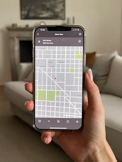 Un téléphone affiche une carte avec le dernier emplacement du portefeuille